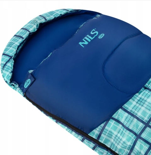 Śpiwór NILS CAMP NC2009 Rozmiar L. 220 cm Niebeska kratka