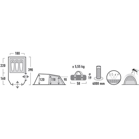 Namiot High Peak Atmos 3 szaro-zielony 11535