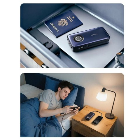 Powerbank Baseus EnerCore CR11 20000mAh 100W ze zwijanym kablami USB-C - czarny
