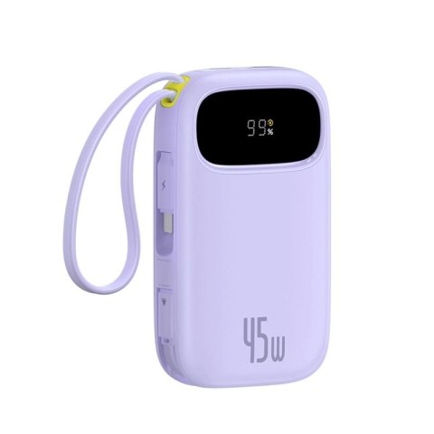 Powerbank Baseus EnerFill FC31 20000mAh 45W z wyświetlaczem z kablami USB-C i Lightning - fioletowy