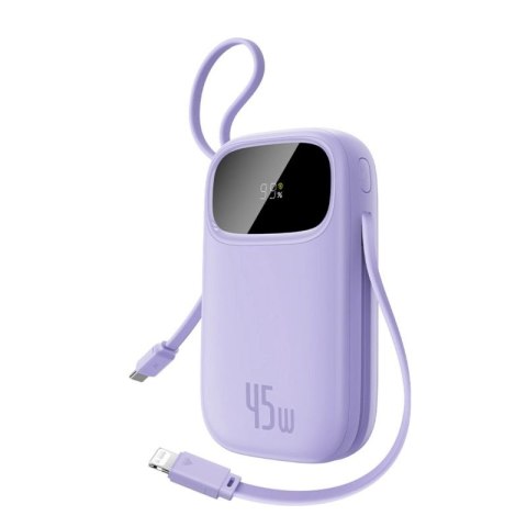 Powerbank Baseus EnerFill FC31 20000mAh 45W z wyświetlaczem z kablami USB-C i Lightning - fioletowy