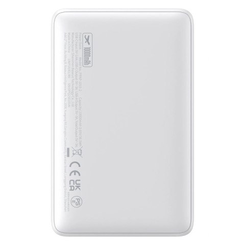 Powerbank Baseus EnerFill FP11 10000mAh 15W z białym kablem USB-C 20V/3A 30cm - biały