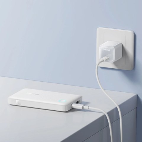 Powerbank Baseus EnerFill FP11 10000mAh 15W z białym kablem USB-C 20V/3A 30cm - biały