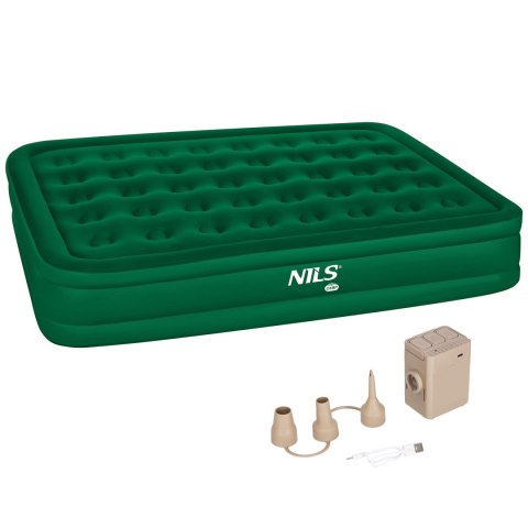 NC2808 MATERAC DWUOSOBOWY KING SIZE ZIELONY + POMPKA ELEKTRYCZNA NILS CAMP