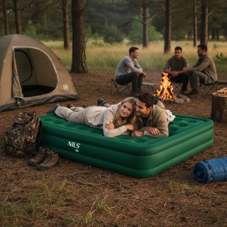 NC2808 MATERAC DWUOSOBOWY KING SIZE ZIELONY + POMPKA ELEKTRYCZNA NILS CAMP