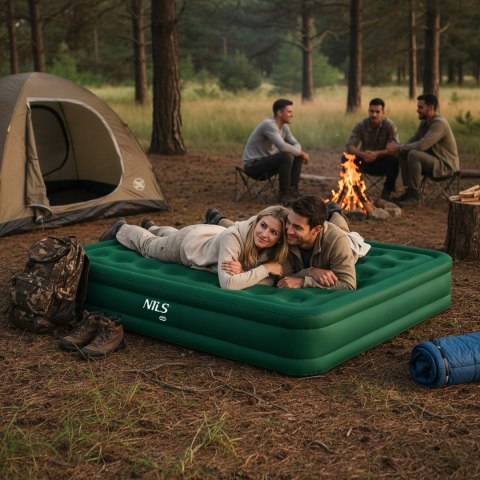 NC2808 MATERAC DWUOSOBOWY KING SIZE ZIELONY + POMPKA ELEKTRYCZNA NILS CAMP
