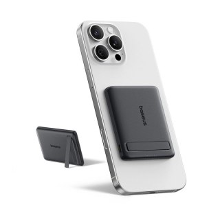 Powerbank Baseus PicoGo AM31 Qi2 5000mAh 20W kompatybilny z MagSafe z podstawką (z czarnym kablem Simple Braided USB-C - USB-C 3