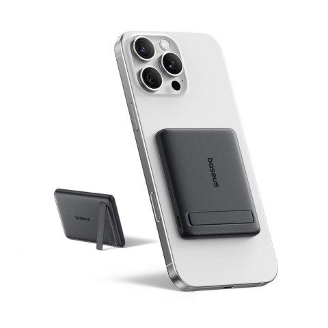 Powerbank Baseus PicoGo AM31 Qi2 5000mAh 20W kompatybilny z MagSafe z podstawką (z czarnym kablem Simple Braided USB-C - USB-C 3