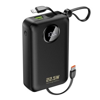 Powerbank Dudao K14+ 20000mAh 22.5W USB-C / USB-A / wbudowane kable Lightning i USB-C - czarny