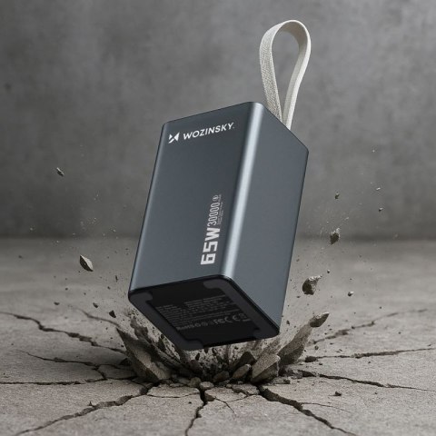 Powerbank Wozinsky K65+ 65W 30000mAh 2x USB-C, 1x USB-A 65W - szary