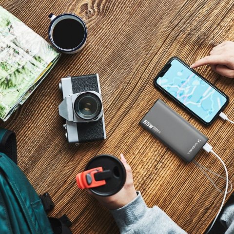 Powerbank Wozinsky K65+ 65W 30000mAh 2x USB-C, 1x USB-A 65W - szary