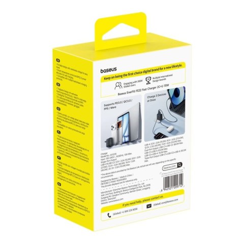 Ładowarka sieciowa Baseus EnerFill FE22 70W 2 x USB-C + USB-A - czarna