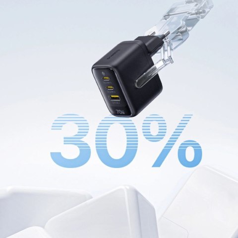 Ładowarka sieciowa Baseus EnerFill FE22 70W 2 x USB-C + USB-A - czarna