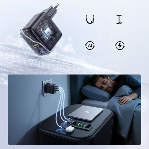 Ładowarka sieciowa Baseus EnerFill FE22 70W 2 x USB-C + USB-A - czarna