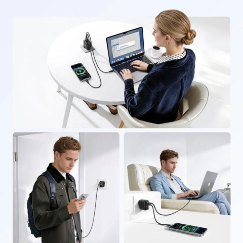 Ładowarka sieciowa Baseus EnerFill FE22 70W 2 x USB-C + USB-A - czarna