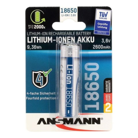 Ansmann 1307-0003 bateria do użytku domowego Bateria do ponownego naładowania 18650 Litowo-jonowa (Li-Ion)