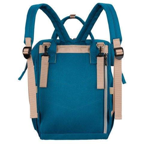 Plecak mommy-bag wykonany z poliestru w turkusowym kolorze, zamykany suwakiem - Peterson