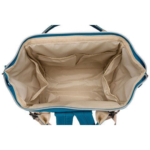 Plecak mommy-bag wykonany z poliestru w turkusowym kolorze, zamykany suwakiem - Peterson