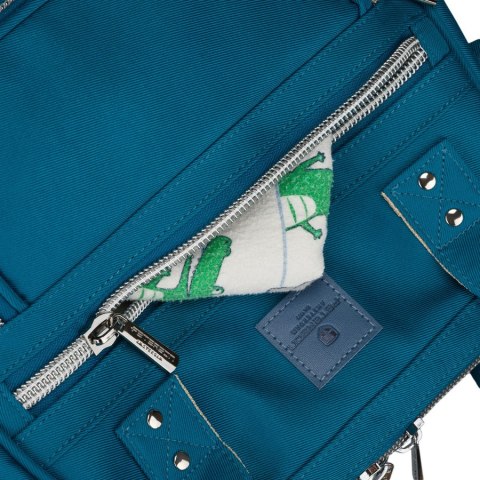 Plecak mommy-bag wykonany z poliestru w turkusowym kolorze, zamykany suwakiem - Peterson