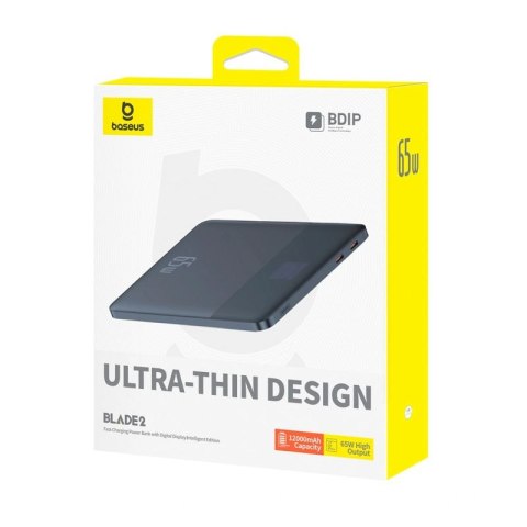 Powerbank Baseus Blade2 12000mAh 65W z wyświetlaczem cyfrowym (z czarnym kablem Baseus Mini White Series USB-C - USB-C 100W (20V