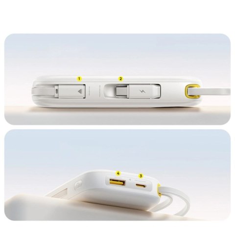 Powerbank Baseus EnerFill FC31 QPow3 10000mAh 45W z wyświetlaczem cyfrowym z 2 wbudowanymi kablami USB-C - biały