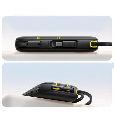 Powerbank Baseus EnerFill FC31 QPow3 10000mAh 45W z wyświetlaczem cyfrowym z 2 wbudowanymi kablami USB-C - czarny