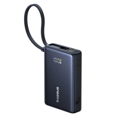Powerbank Baseus PicoGo 10000mAh 45W z wyświetlaczem cyfrowym z wbudowanym kablem USB-C - czarny