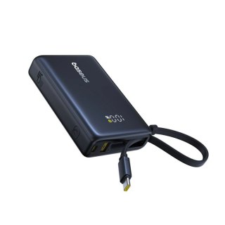 Powerbank Baseus PicoGo 10000mAh 45W z wyświetlaczem cyfrowym z wbudowanym kablem USB-C - czarny