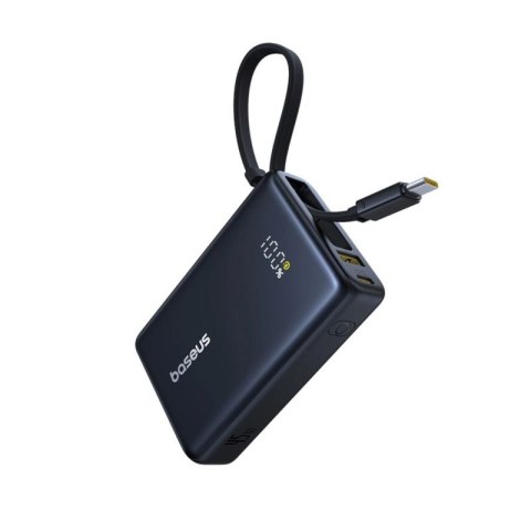 Powerbank Baseus PicoGo 10000mAh 45W z wyświetlaczem cyfrowym z wbudowanym kablem USB-C - czarny