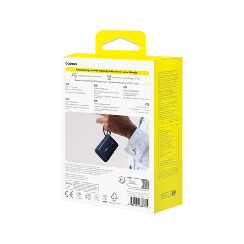 Powerbank Baseus PicoGo 10000mAh 45W z wyświetlaczem cyfrowym z wbudowanym kablem USB-C - czarny