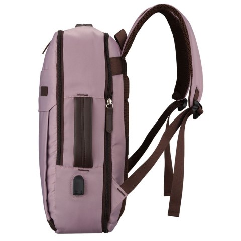 Różowy, podróżny plecak wykonany z poliestru, wyposażony w port USB - Peterson