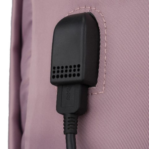 Różowy, podróżny plecak wykonany z poliestru, wyposażony w port USB - Peterson