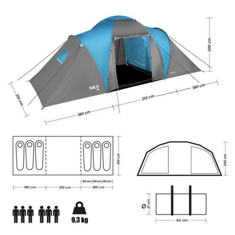 [DUP] NC6031 NIEBIESKO-SZARY NAMIOT KEMPINGOWY HIGHLAND NILS CAMP