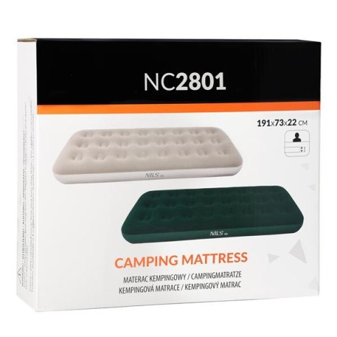 NC2801 MATERAC TURYSTYCZNY DMUCHANY 191X73X22 CM BEŻOWY NILS CAMP