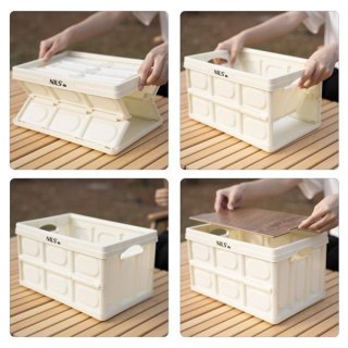 NCB4007 SKŁADANA SKRZYNIA KEMPINGOWA BIAŁA Z FUNKCJĄ STOŁU 2W1 15L NILS CAMP