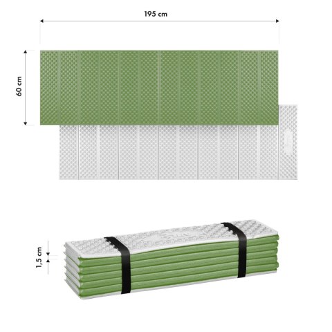 NC17103 KARIMATA SKŁADANA TURYSTYCZNA Z PODBICIEM ALUMINIOWYM + XPE 195 CM ZIELONA NILS CAMP