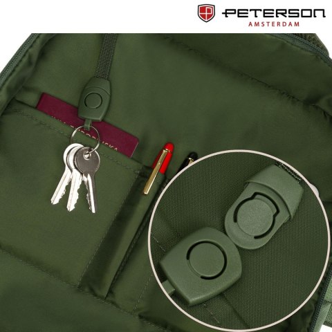 Zielony plecak podróżny z miejscem na laptopa i portem USB - Peterson
