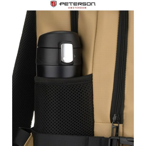 Duży plecak podróżny w kolorze khaki z miejscem na laptopa, dwukomorowy - Peterson