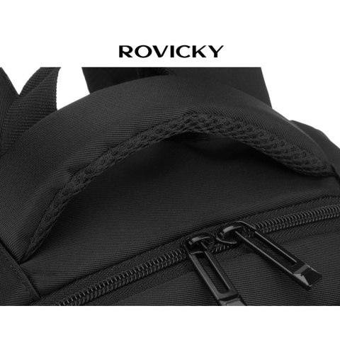 Duży, podróżny plecak z poliestru w czarnym kolorze, idealny na bagaż podręczny - Rovicky