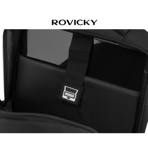 Duży, podróżny plecak z poliestru w czarnym kolorze, idealny na bagaż podręczny - Rovicky