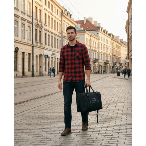 Plecak podróżny z funkcją torby, wykonany z poliestru w czarnym kolorze - Peterson